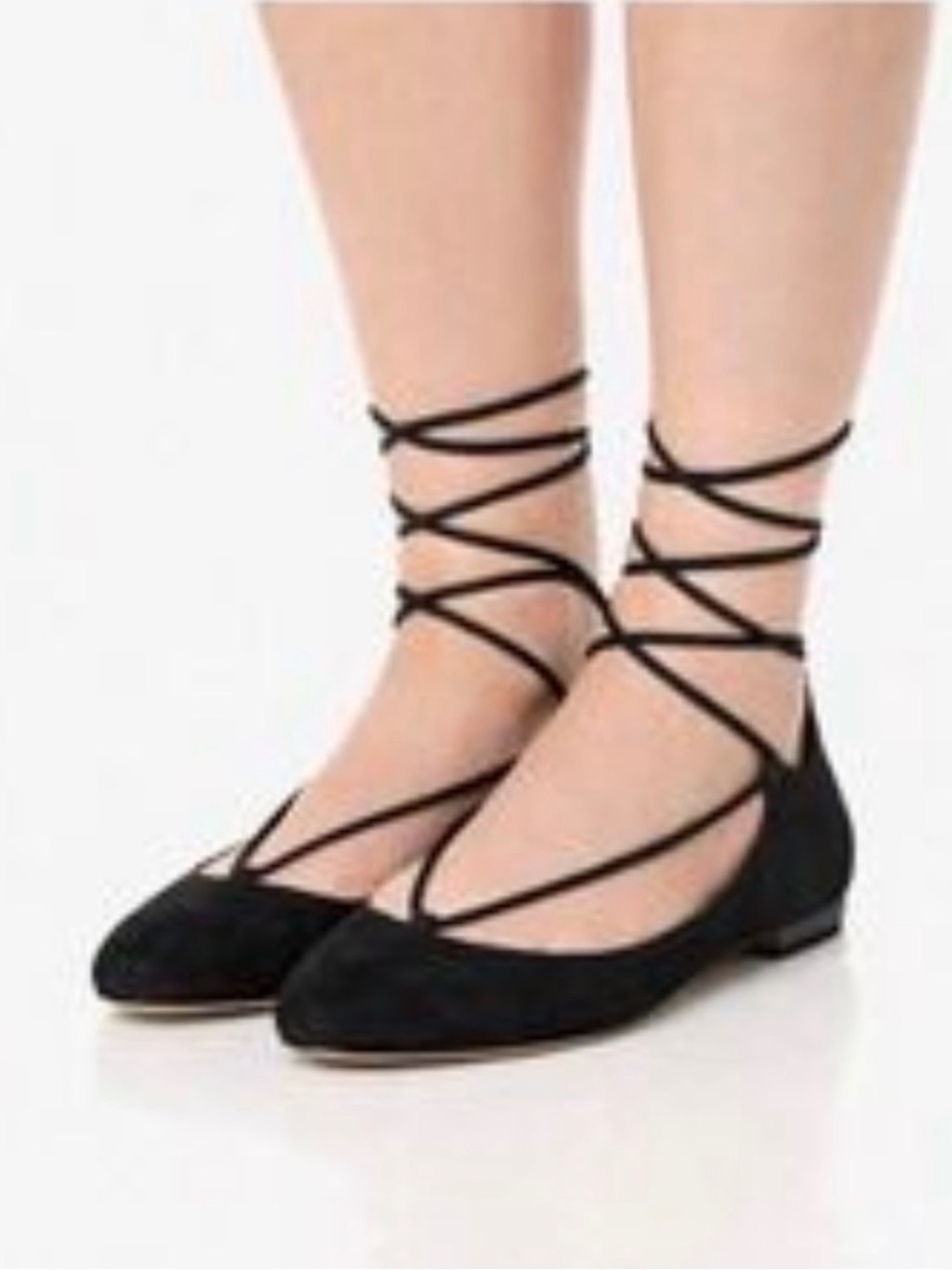 Diane Von Furstenberg black suede lace-up ballet flats Size 9